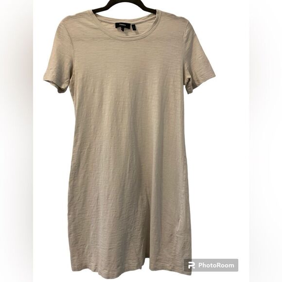 Theory Cherry B2 Sea Slub Knit Mini Dress Size M Light Gray 100% Cotton - Picture 1 of 4